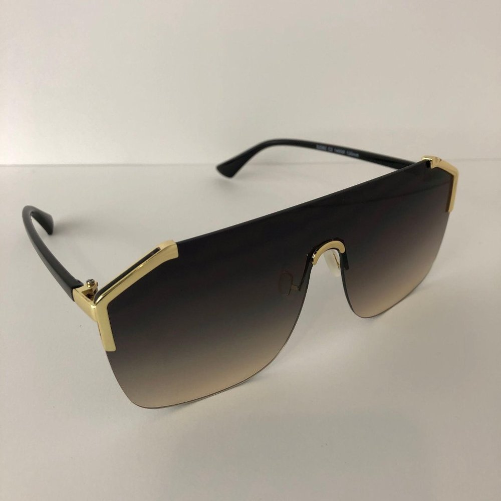 Retro Gray Shield Sunglasses - Picture 2 of 4